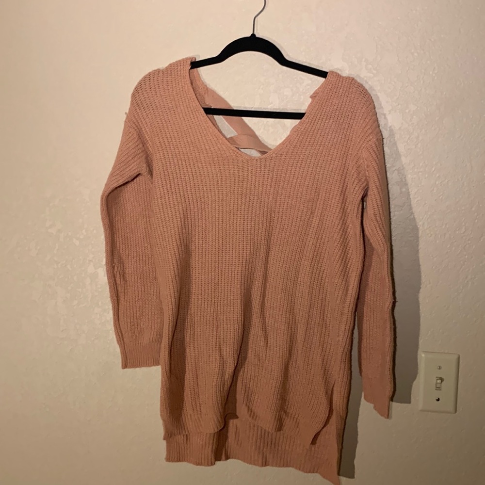 Pink cross back sweater